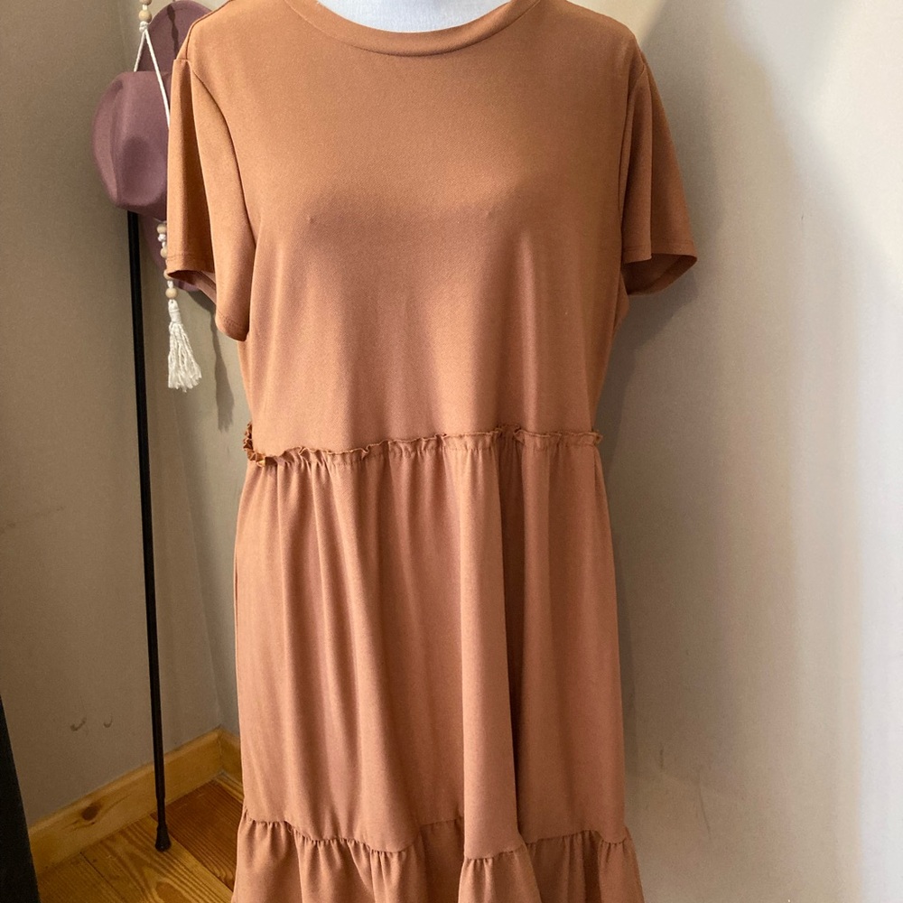 As U Wish Burnt Orange Midi Sundress with Flutter Sleeves
